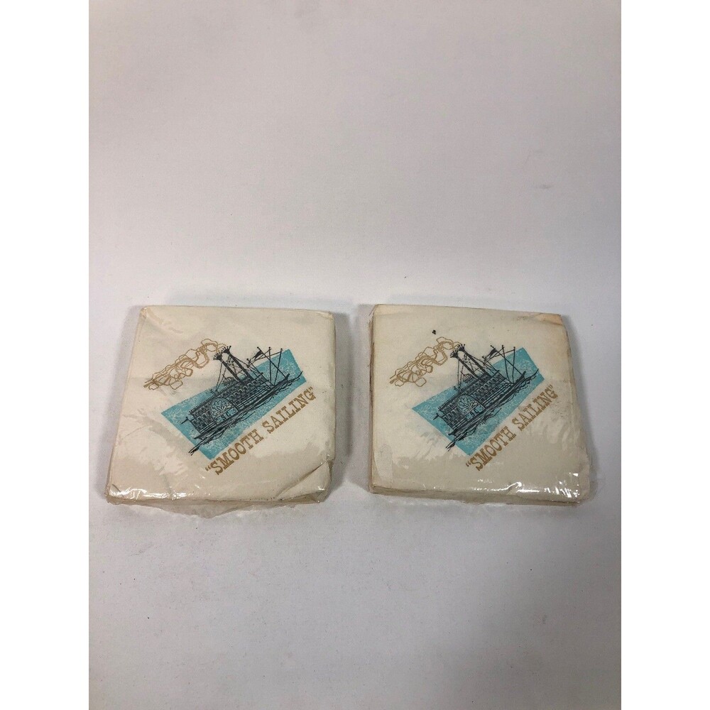 Vintage Paddle Boat "Smooth Sailing" 5" Square Napkins (approximately 72)